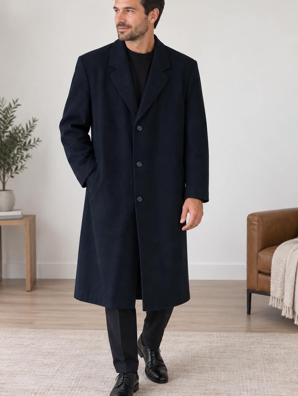 Oscar de la Renta Men's Pea Coat 70% Wool, 20% Nylon,10% Cashmere size 46